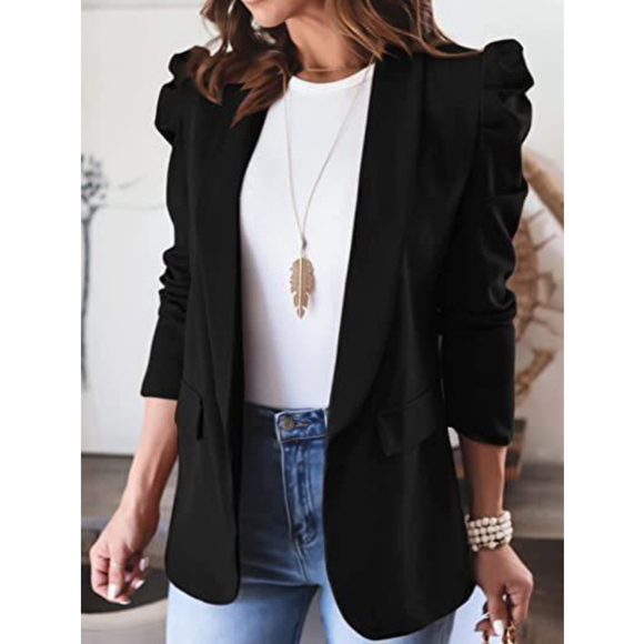 (Out of Stock) Brown Puff Sleeve Blazer - Picture 8 of 9